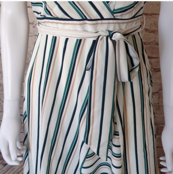 Scarborough Stripe Wrap Dress Sleeveless V Neckline Loveriche - Picture 11 of 15